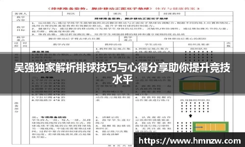 吴强独家解析排球技巧与心得分享助你提升竞技水平
